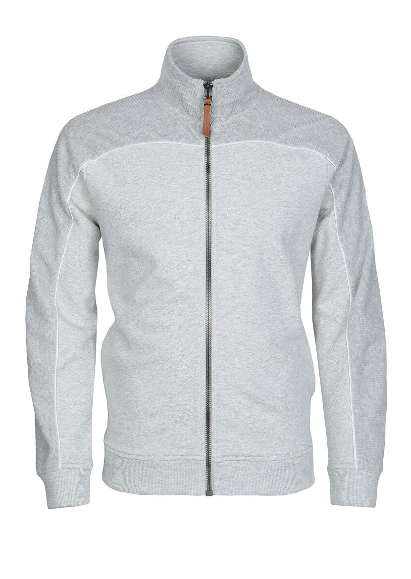 Açık Gri Dik Yaka Düz Sweatshırt - 6
