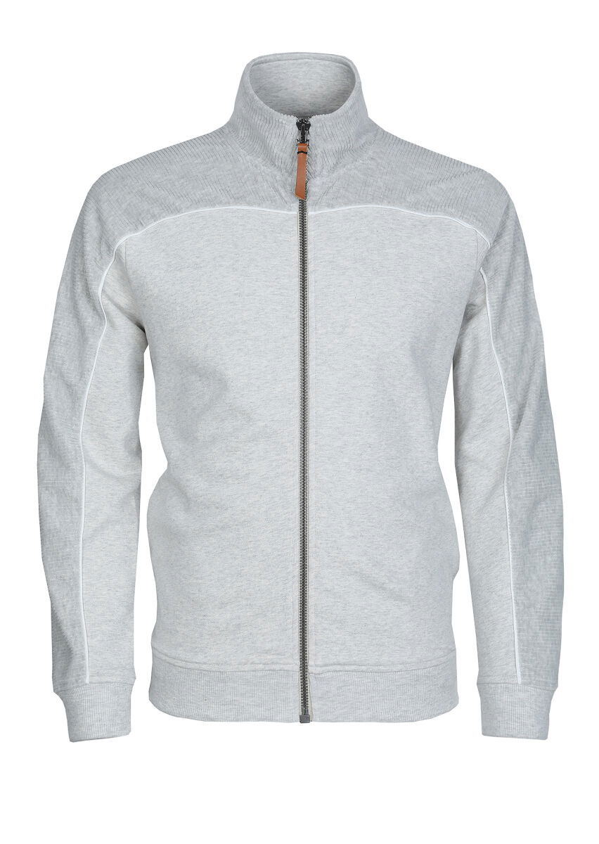 Açık Gri Dik Yaka Düz Sweatshırt - 6