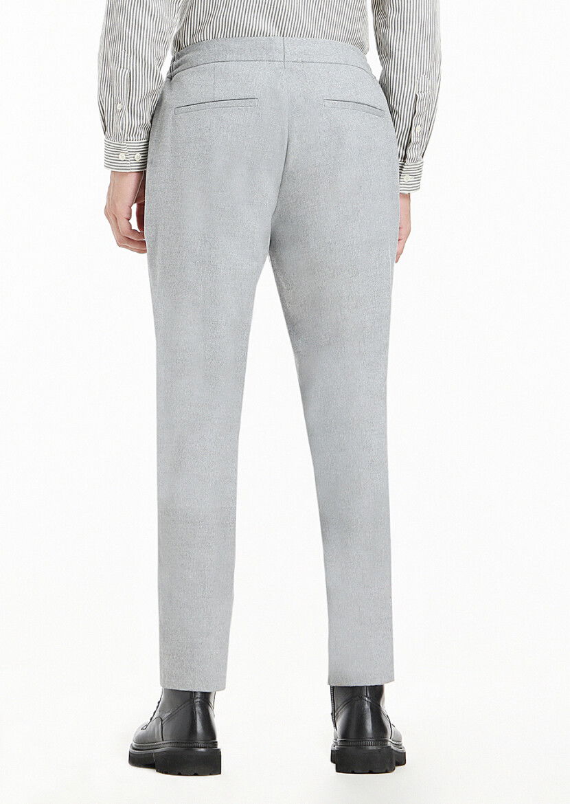 Açık Gri Düz Dokuma Jogging Fit Casual Pantolon - 7