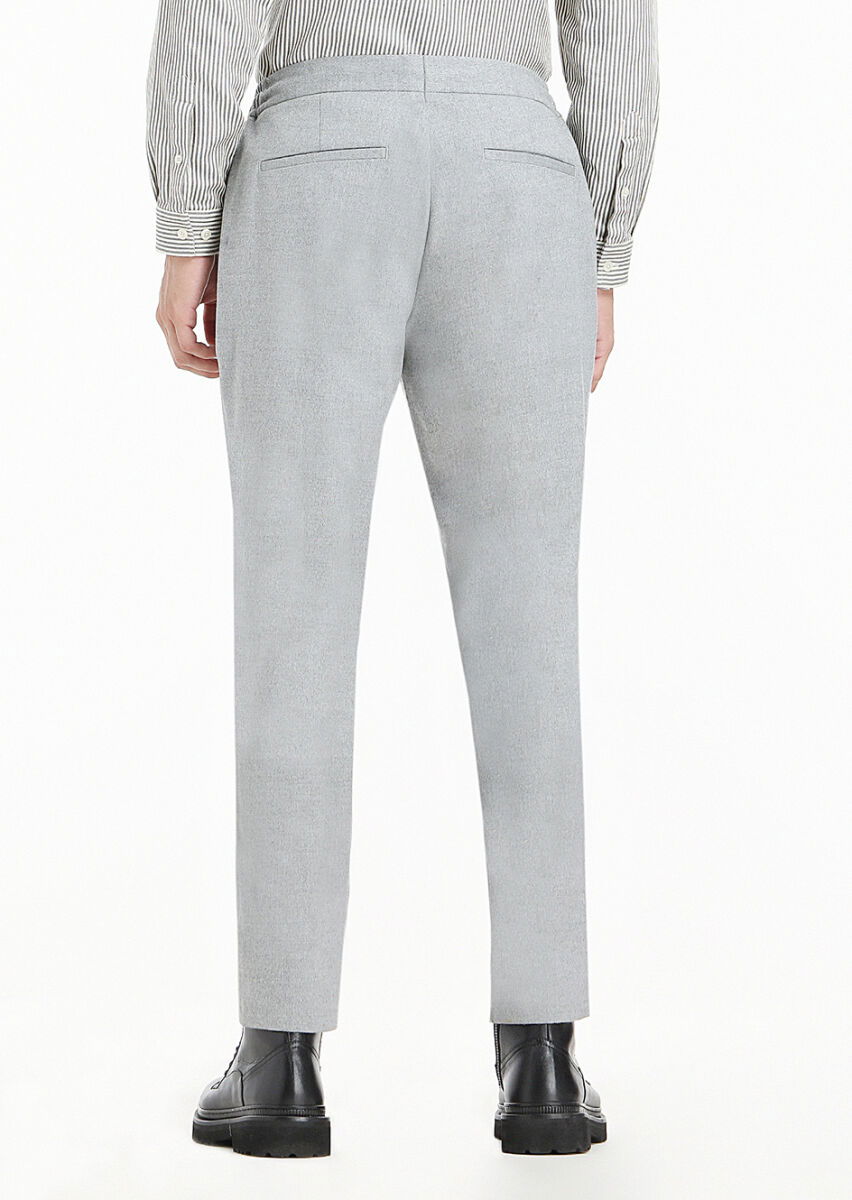Açık Gri Düz Dokuma Jogging Fit Casual Pantolon - 7