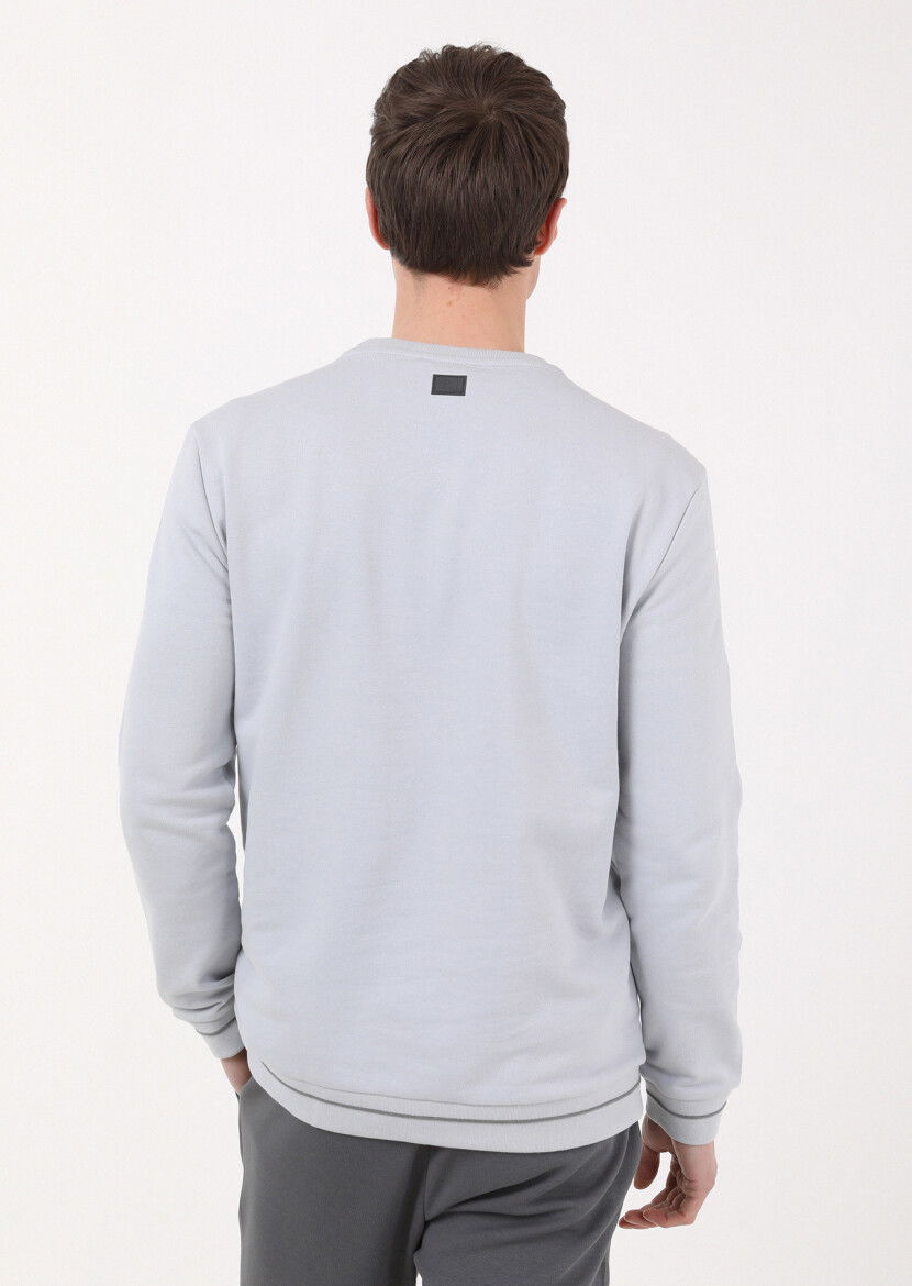 Açık Gri Düz Sweatshırt - 5