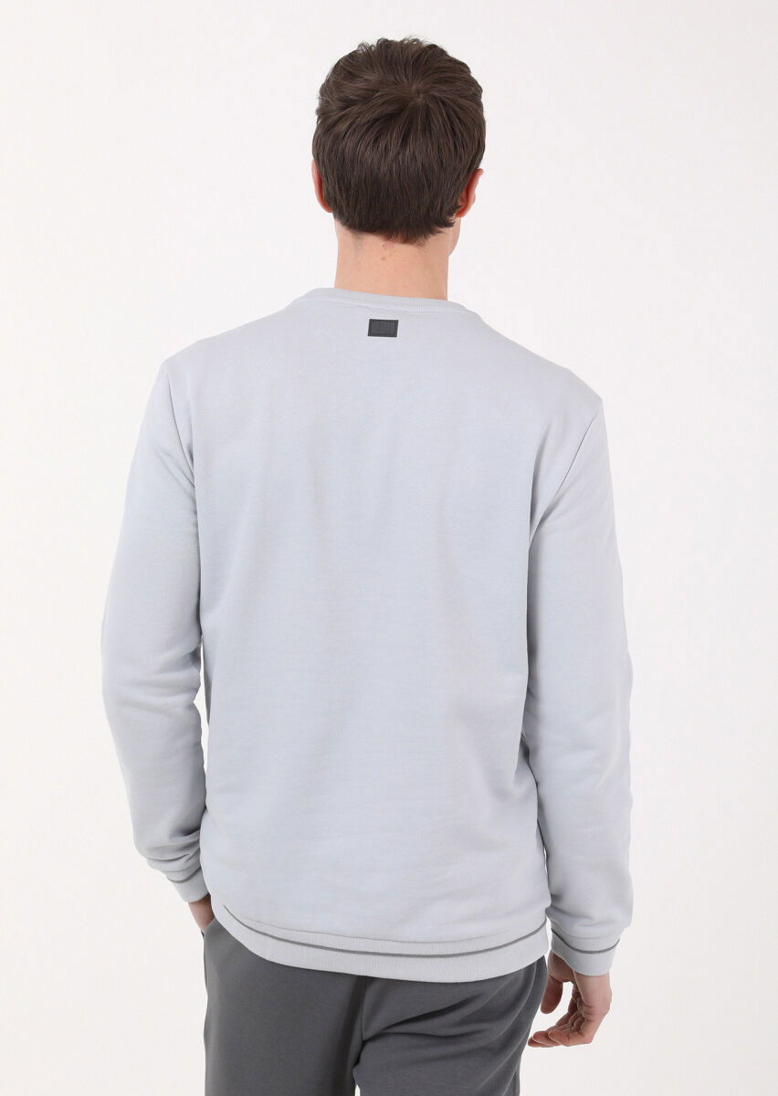 Açık Gri Düz Sweatshırt - 5