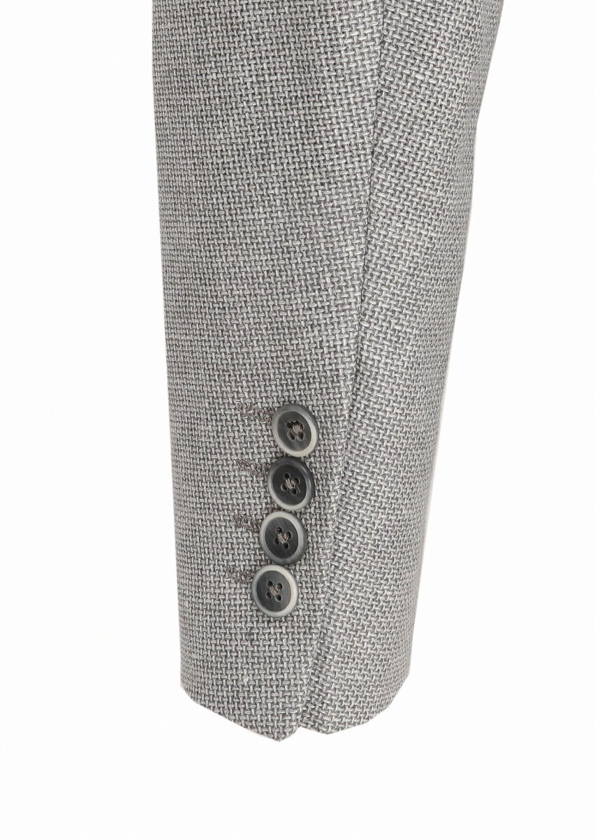 Açık Gri Mikro Comfort Fit Yün Karışımlı Ceket - 4