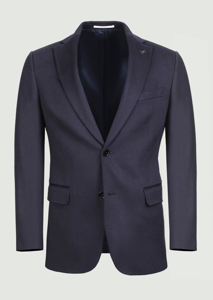 Açık Lacivert Düz Regular Fit %100 Kaşmir Ceket - 6