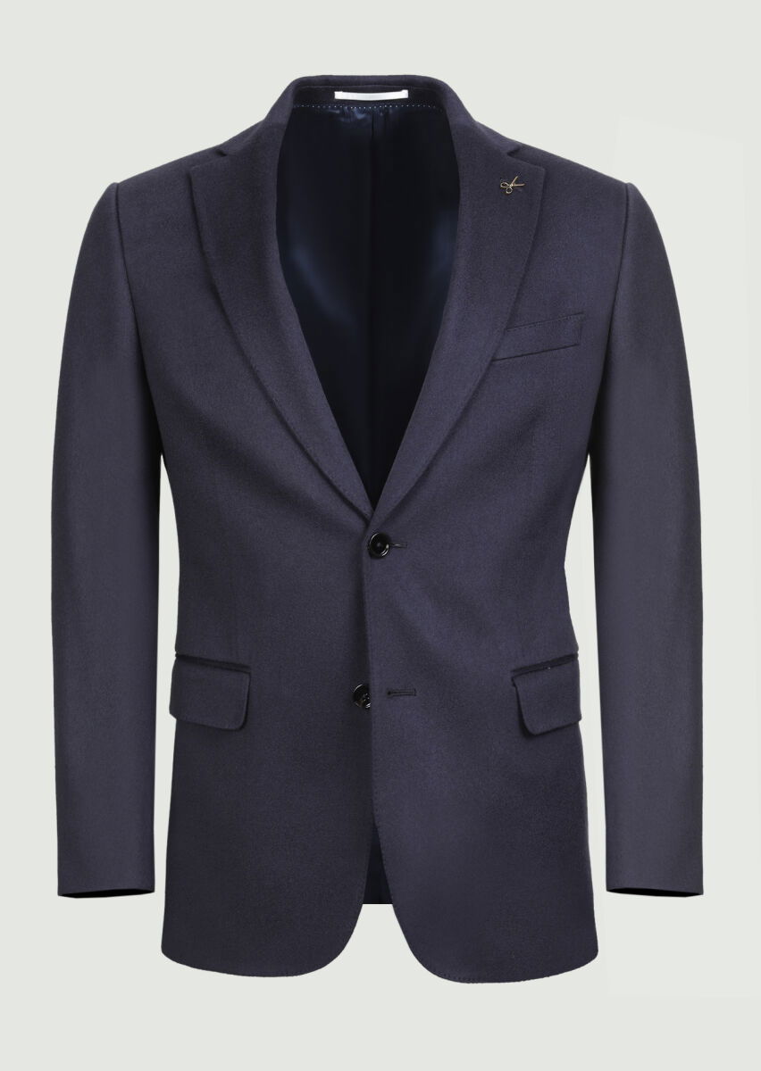Açık Lacivert Düz Regular Fit %100 Kaşmir Ceket - 6