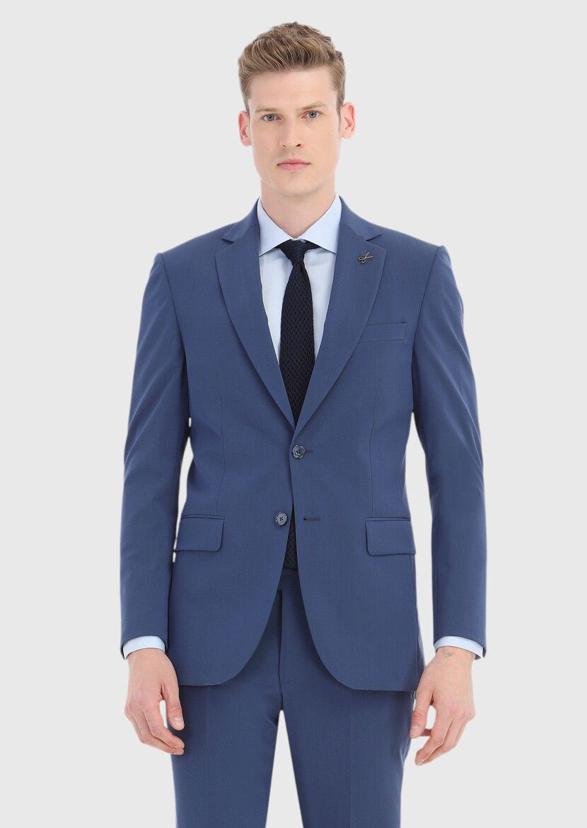 Açık Lacivert Mikro Thin&taller Slim Fit Yün Karışımlı Takım Elbise - 2