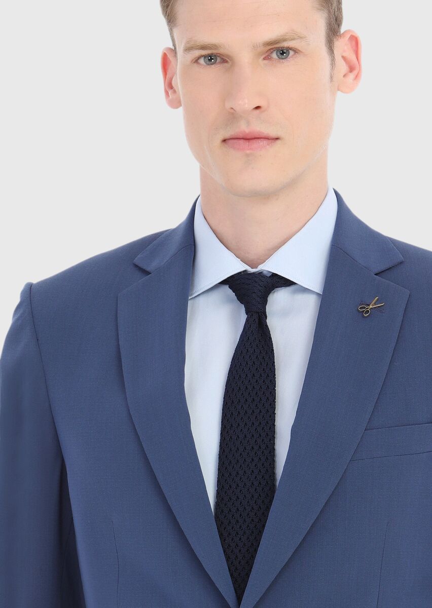 Açık Lacivert Mikro Thin&taller Slim Fit Yün Karışımlı Takım Elbise - 3