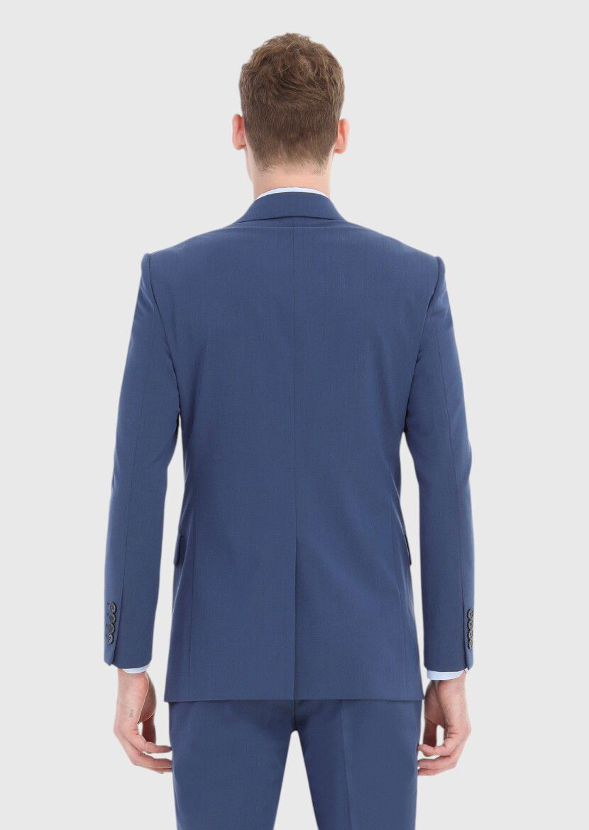 Açık Lacivert Mikro Thin&taller Slim Fit Yün Karışımlı Takım Elbise - 5