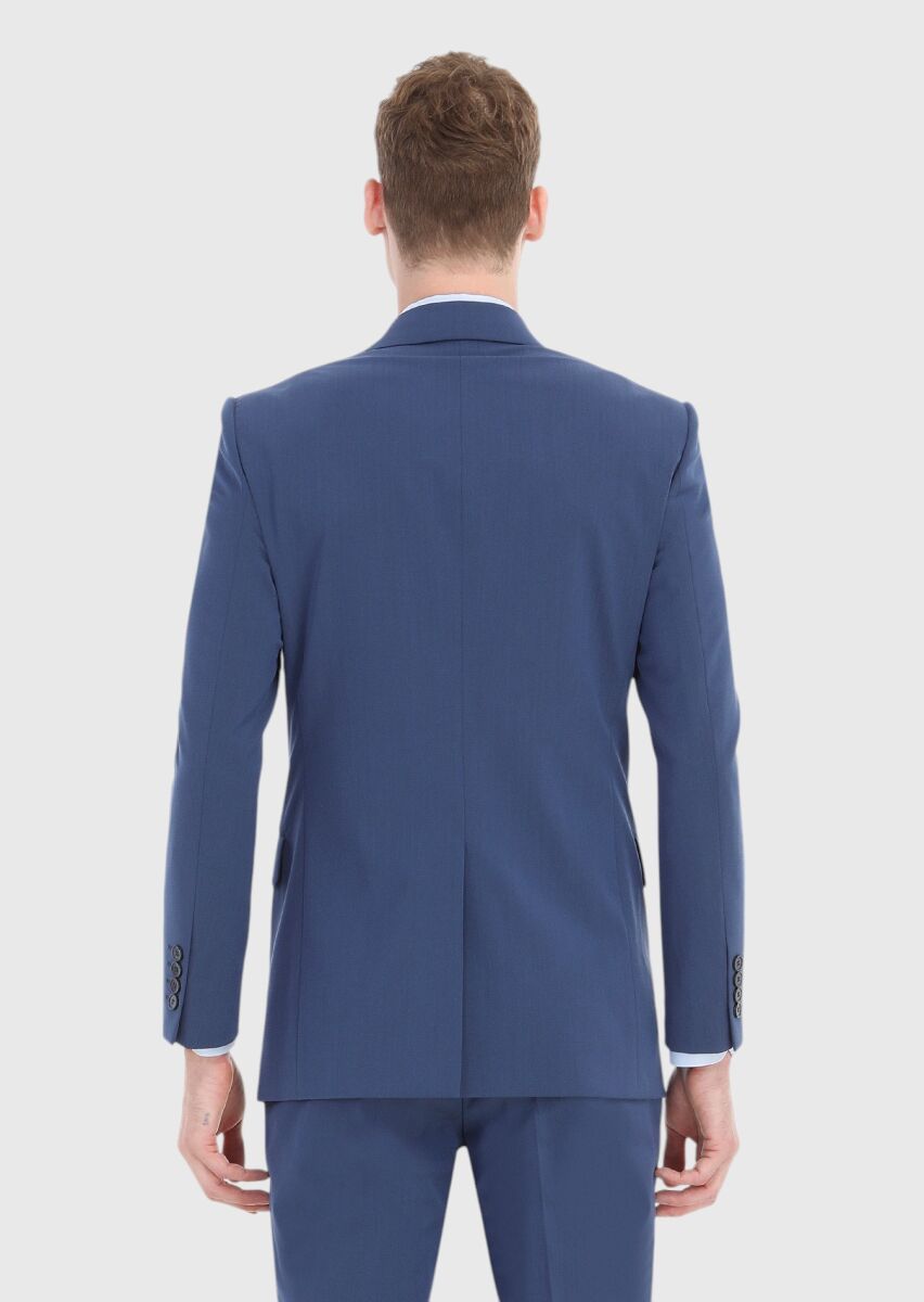 Açık Lacivert Mikro Thin&taller Slim Fit Yün Karışımlı Takım Elbise - 5