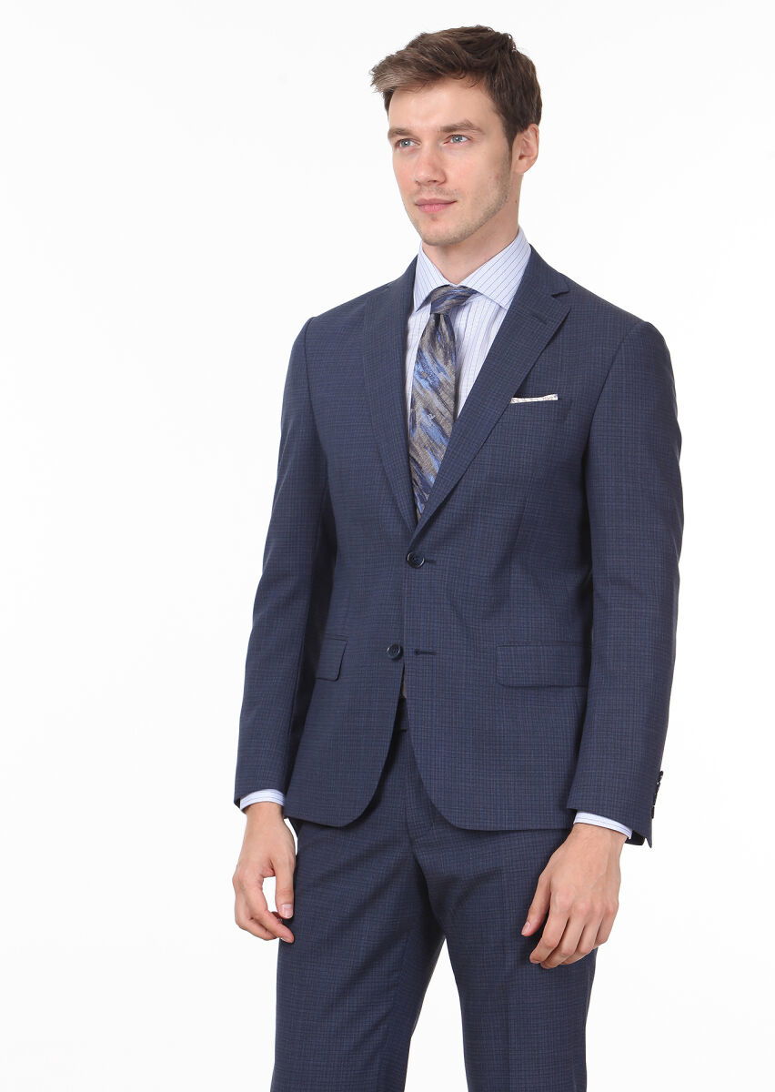 Açık Lacivert Mikro Zeroweight Slim Fit %100 Yün Takım Elbise - 2