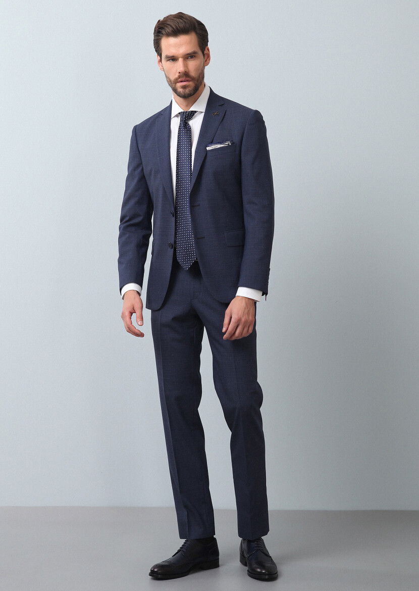 Açık Lacivert Mikro Zeroweight Slim Fit %100 Yün Takım Elbise - 3
