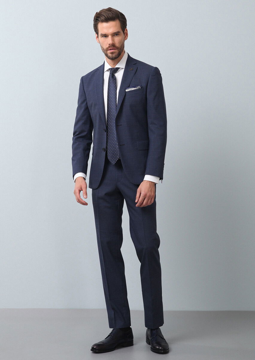Açık Lacivert Mikro Zeroweight Slim Fit %100 Yün Takım Elbise - 3