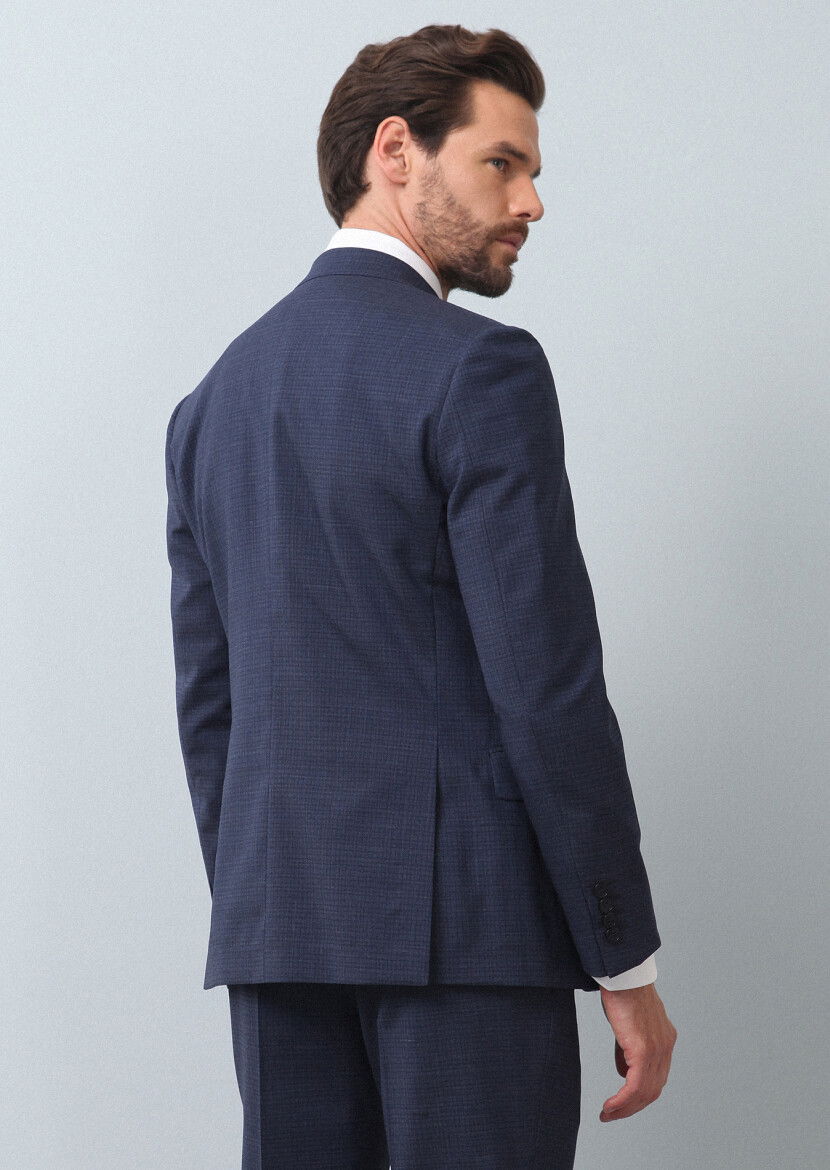 Açık Lacivert Mikro Zeroweight Slim Fit %100 Yün Takım Elbise - 5
