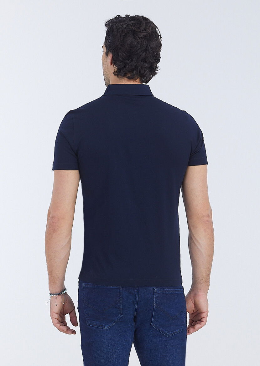 Açık Lacivert Polo Yaka %100 Pamuk T-Shirt - 5