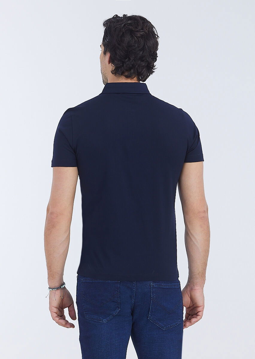 Açık Lacivert Polo Yaka %100 Pamuk T-Shirt - 5