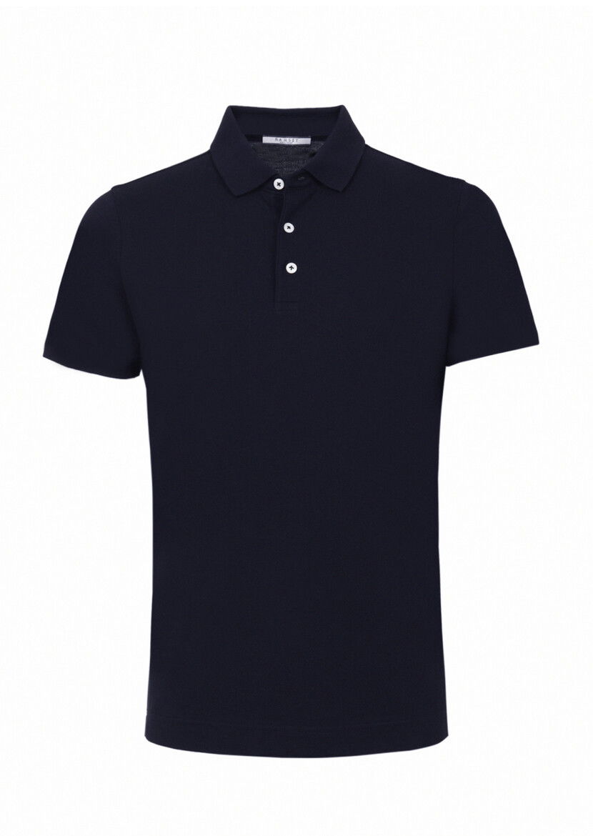Açık Lacivert Polo Yaka %100 Pamuk T-Shirt - 6