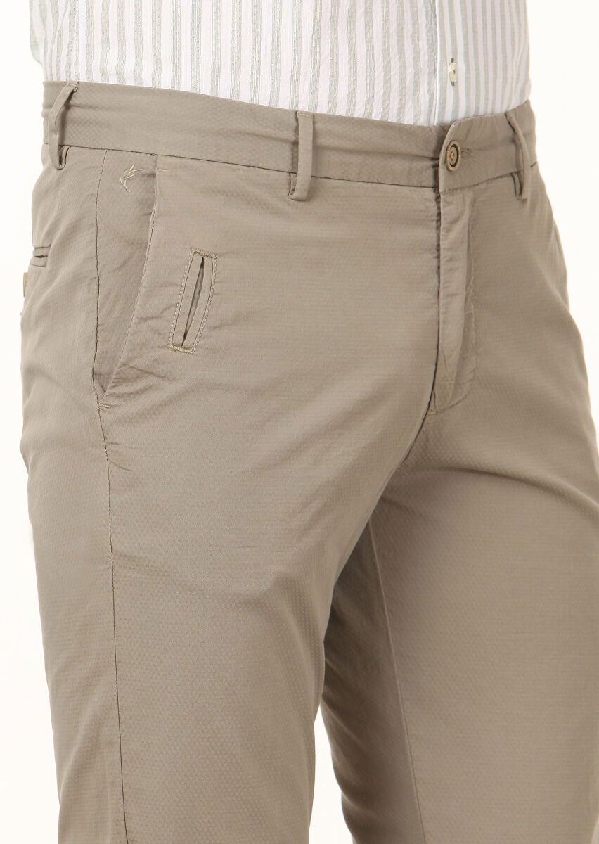 Açık Yeşil Dokuma Regular Fit Casual Pamuk Karışımlı Pantolon - 3