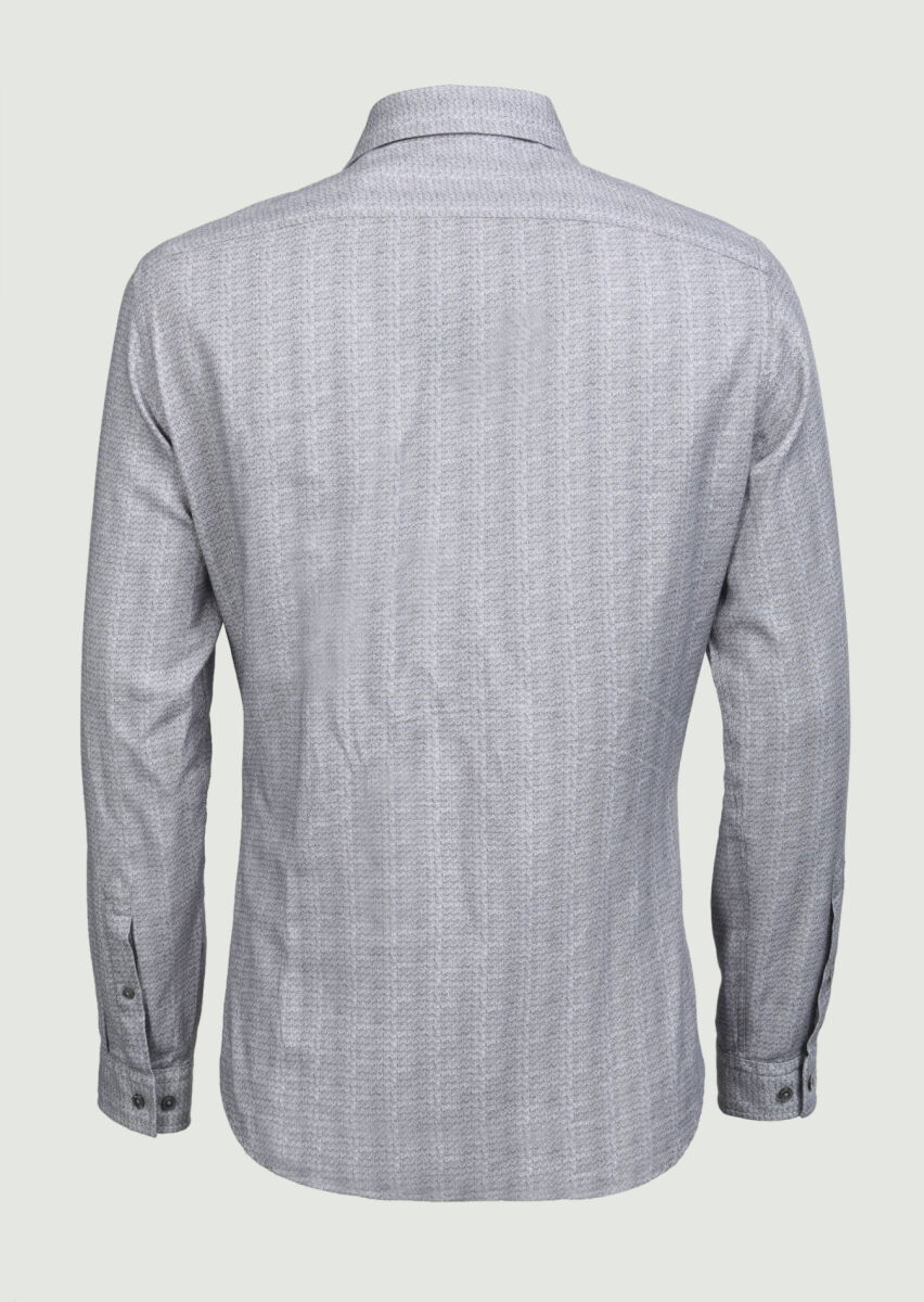 Antrasit Baskılı Slim Fit Dokuma Casual %100 Pamuk Gömlek - 7