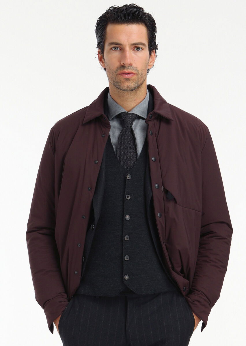 Antrasit Çizgili Zeroweight Slim Fit Yün Karışımlı Takım Elbise - 4