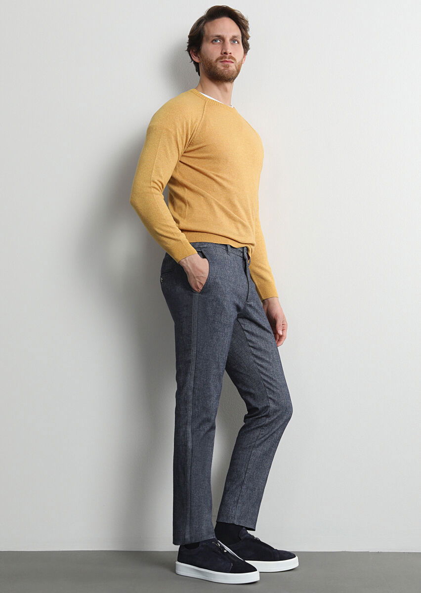 Antrasit Desenli Dokuma Regular Fit Casual Pamuk Karışımlı Pantolon - 2