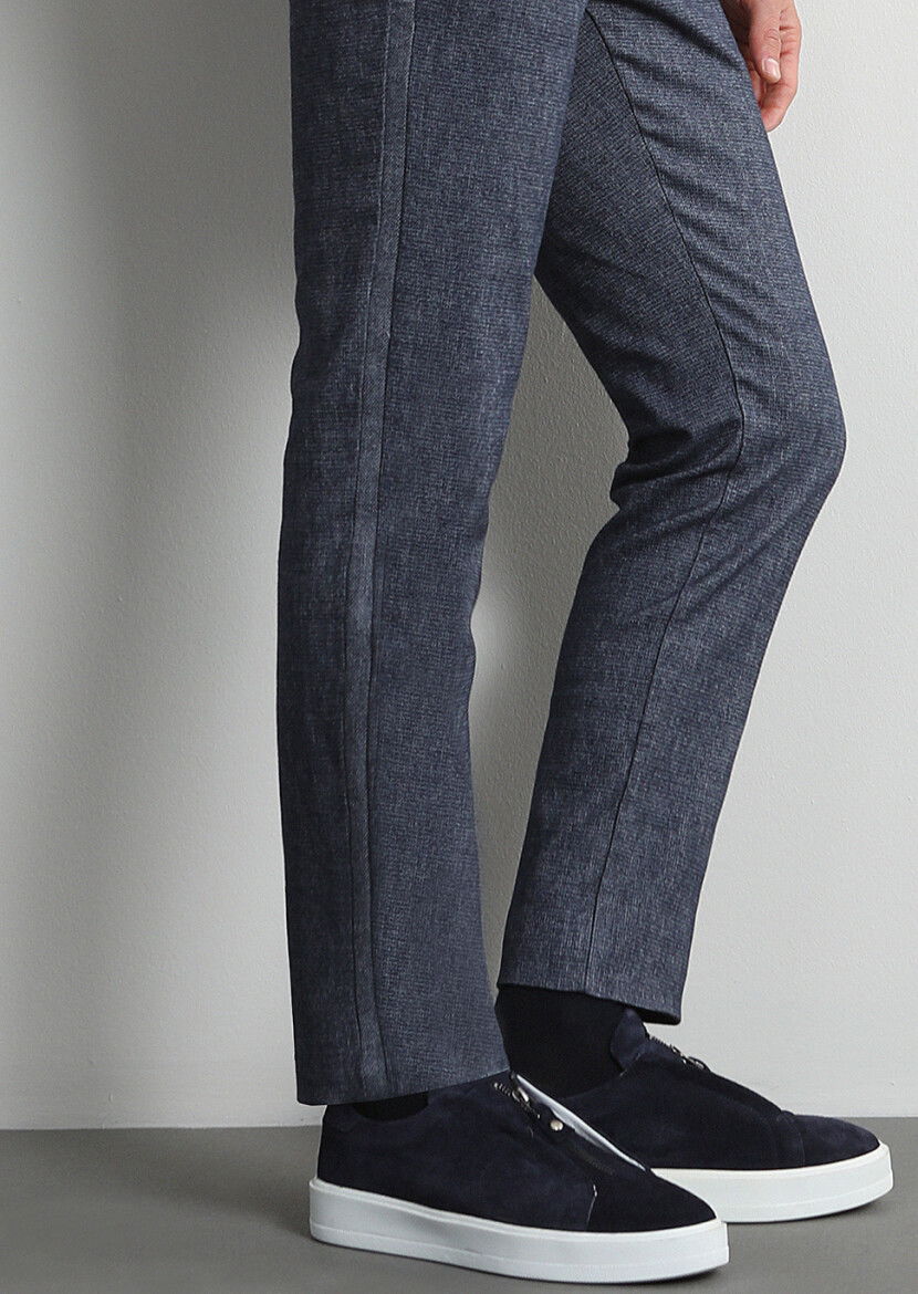 Antrasit Desenli Dokuma Regular Fit Casual Pamuk Karışımlı Pantolon - 3