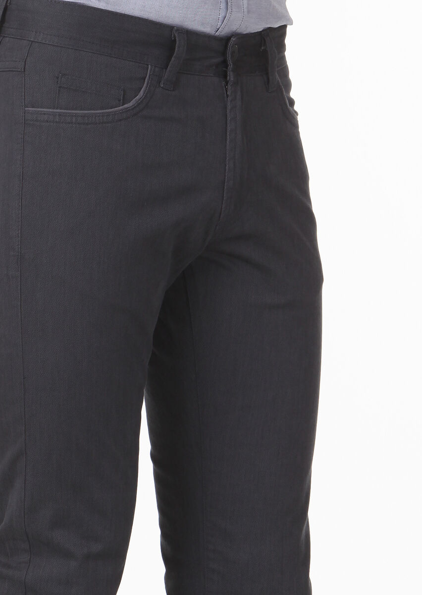 Antrasit Desenli Dokuma Slim Fit Casual Pamuk Karışımlı Pantolon - 3