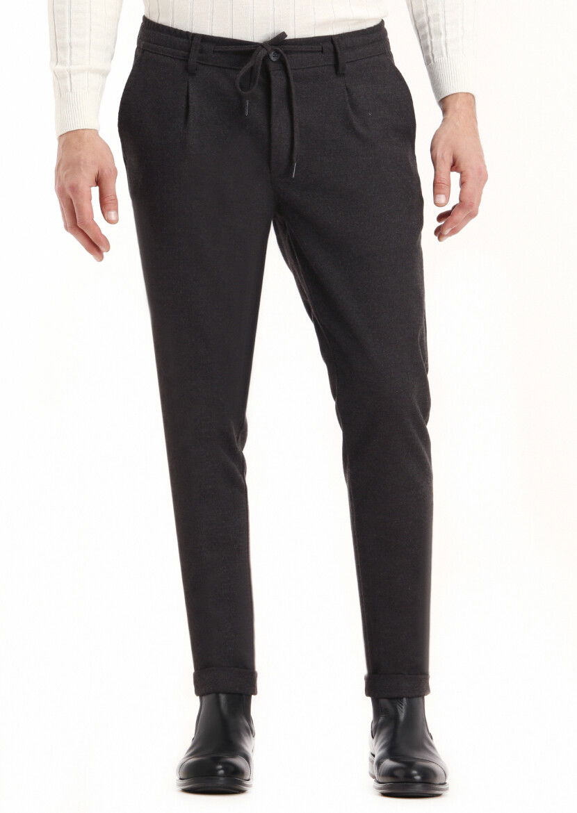Antrasit Düz Dokuma Jogging Fit Casual Pantolon 