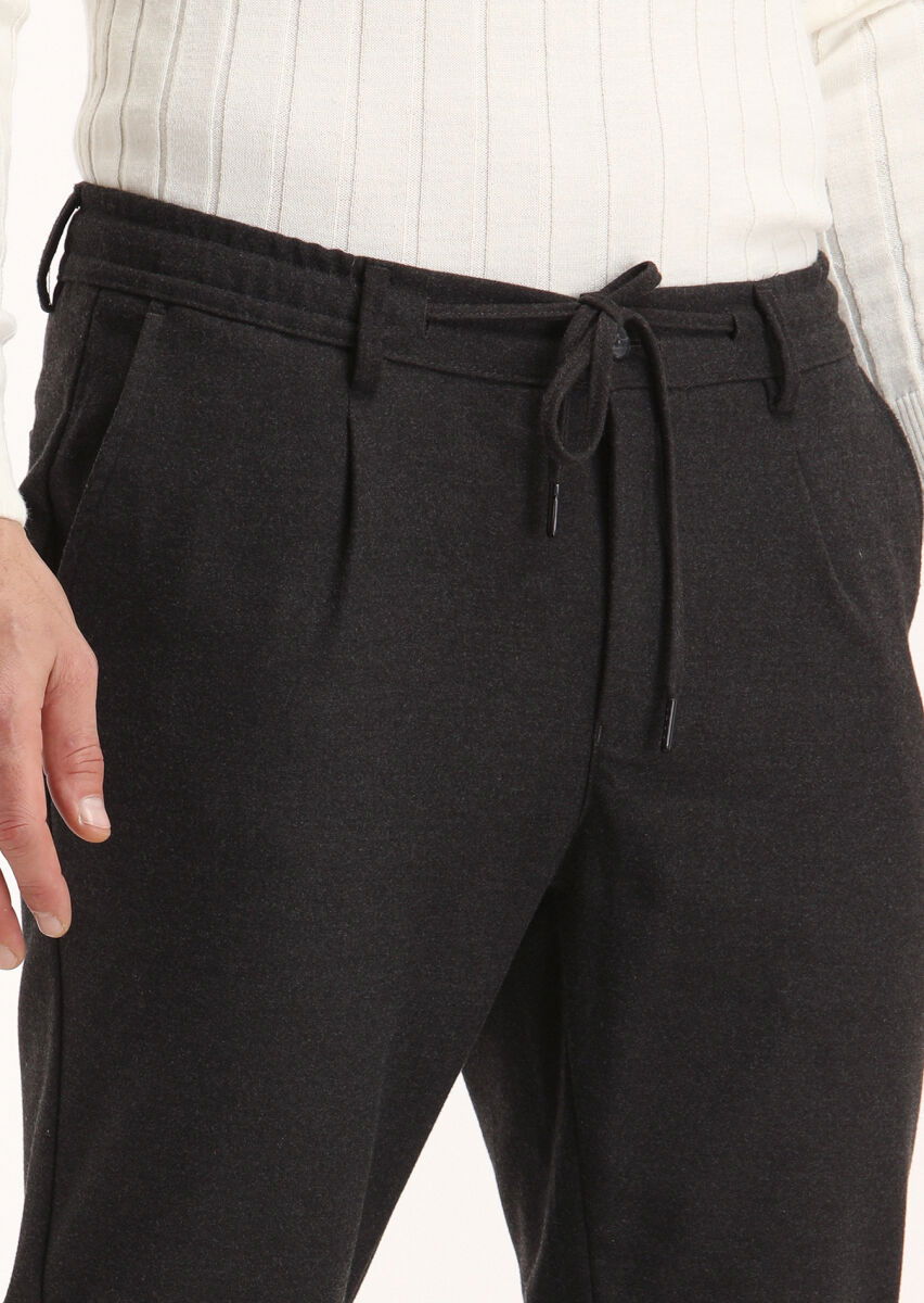 Antrasit Düz Dokuma Jogging Fit Casual Pantolon - 3