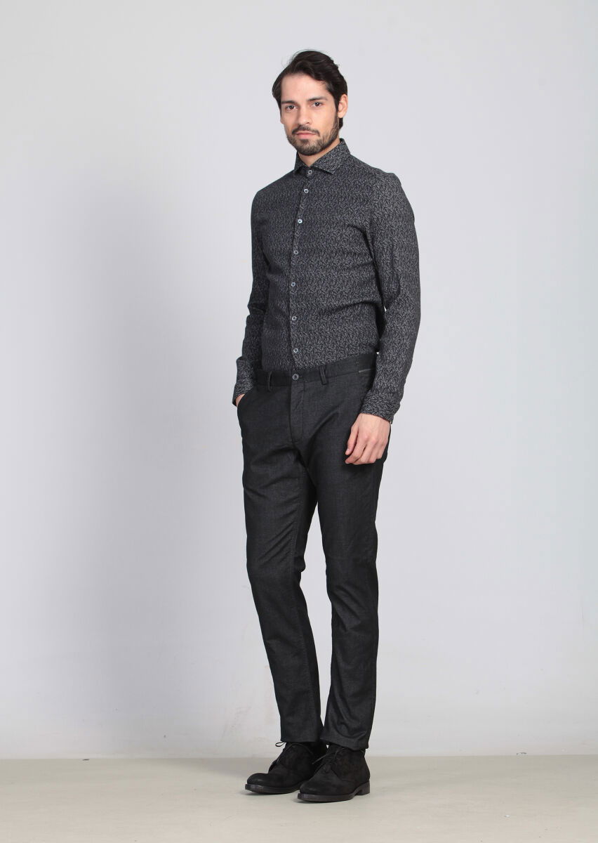 Antrasit Düz Dokuma Regular Fit Casual Pantolon - 2