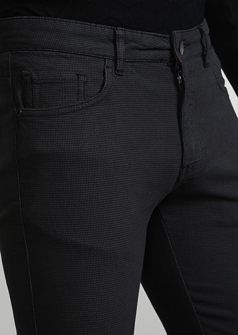 Antrasit Düz Dokuma Slim Fit Casual Pamuk Karışımlı Pantolon 