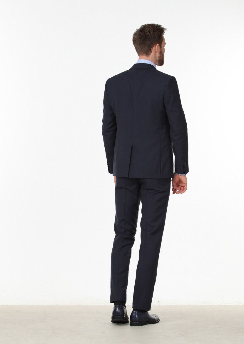 Antrasit Düz Modern Fit Yün Karışımlı Takım Elbise - 4