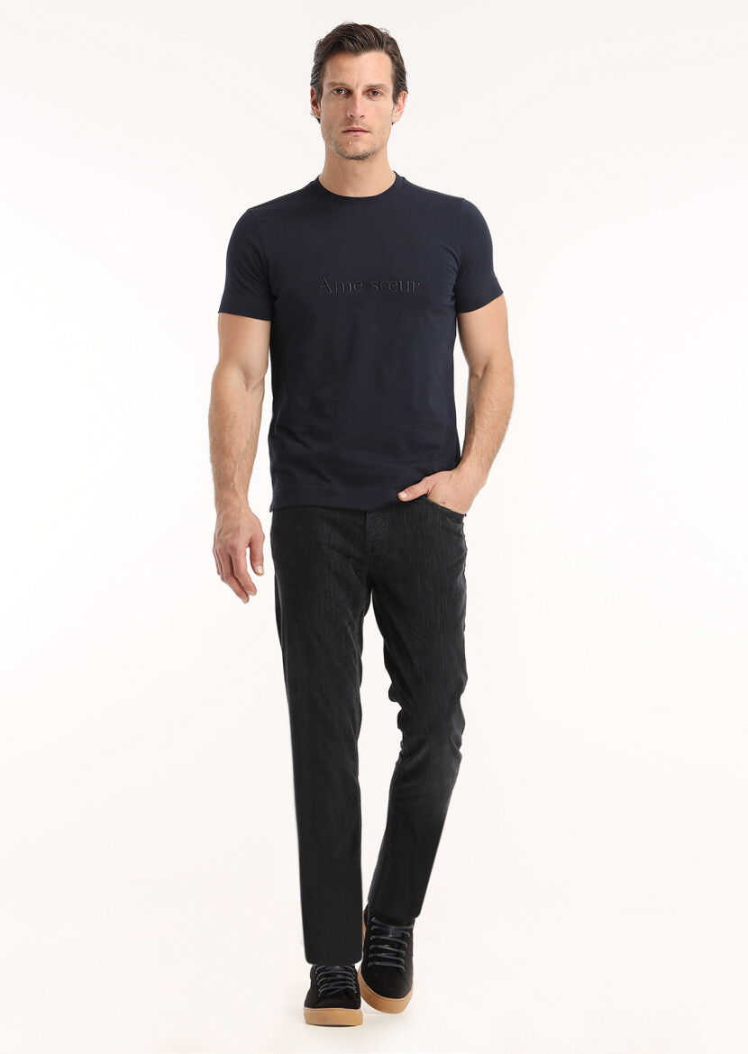 Antrasit Fitilli Dokuma Slim Fit Kadife Casual Pamuk Karışımlı Pantolon 