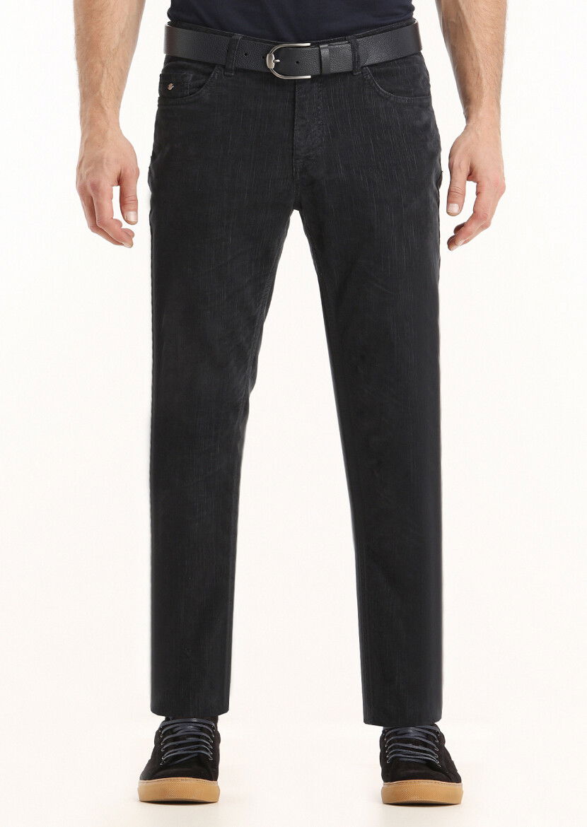 Antrasit Fitilli Dokuma Slim Fit Kadife Casual Pamuk Karışımlı Pantolon 