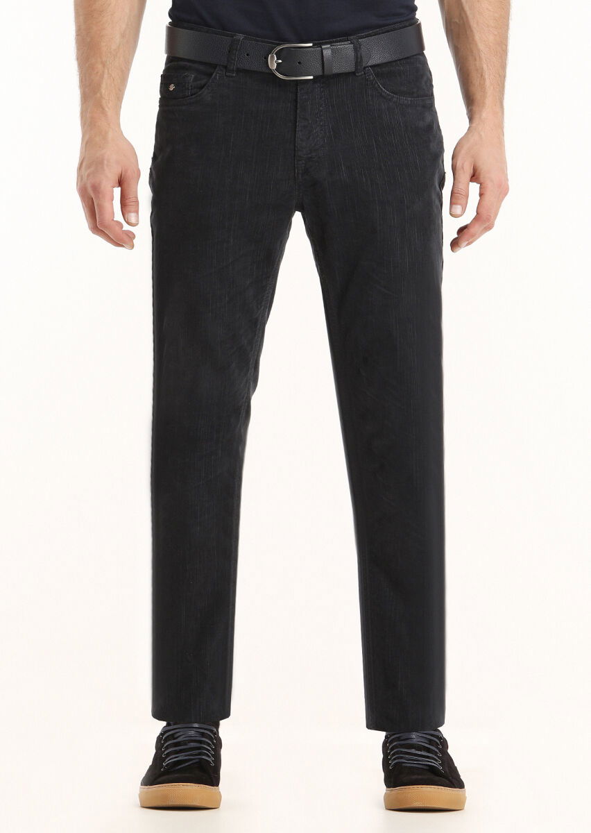 Antrasit Fitilli Dokuma Slim Fit Kadife Casual Pamuk Karışımlı Pantolon - 2