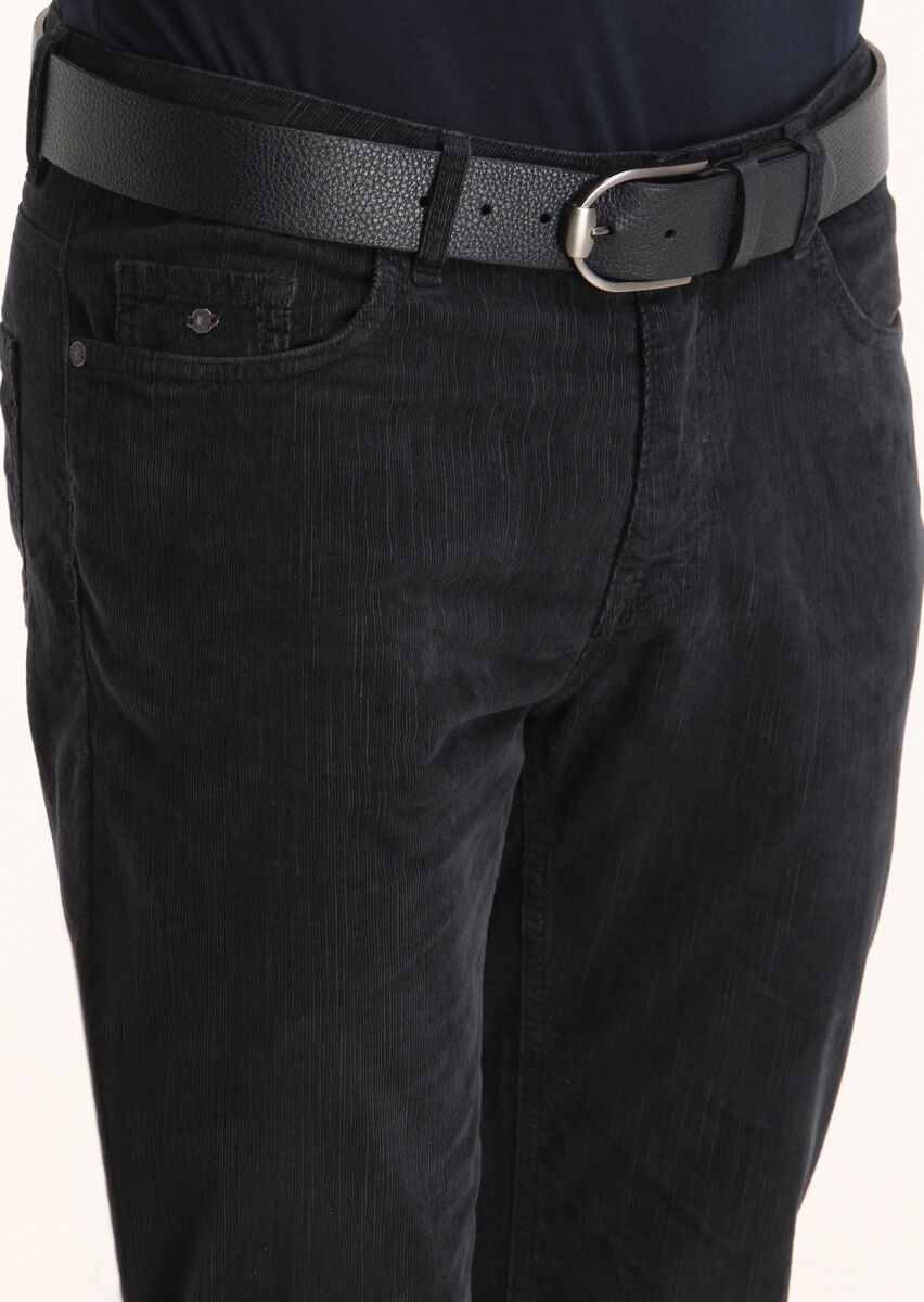 Antrasit Fitilli Dokuma Slim Fit Kadife Casual Pamuk Karışımlı Pantolon - 3