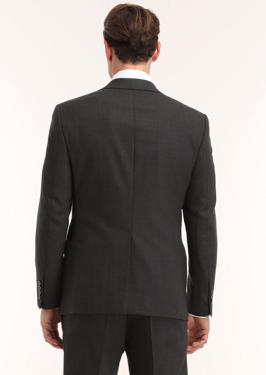 Antrasit Mikro Modern Fit Yün Karışımlı Takım Elbise - 4