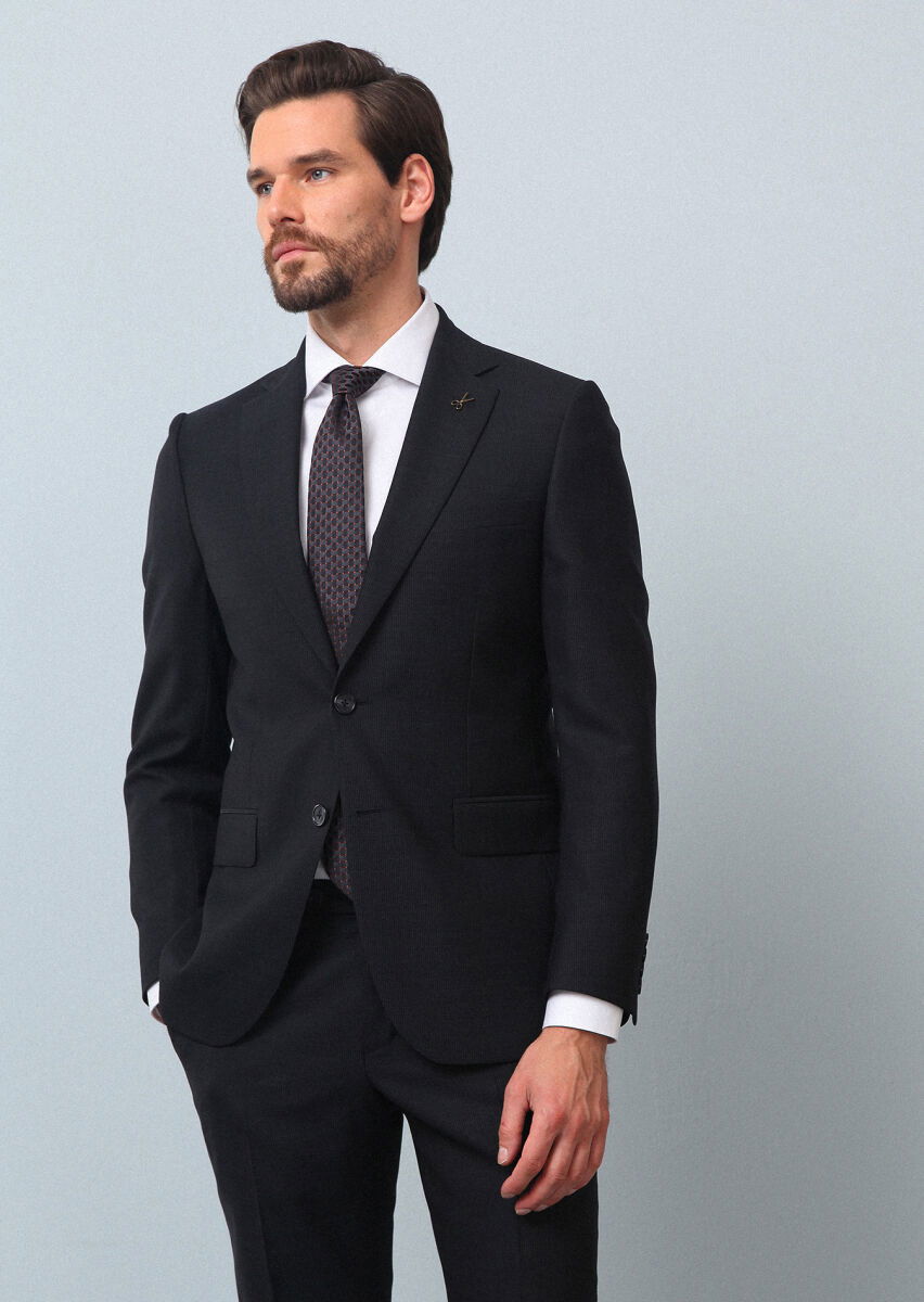 Antrasit Mikro Thin&taller Slim Fit %100 Yün Takım Elbise - 2