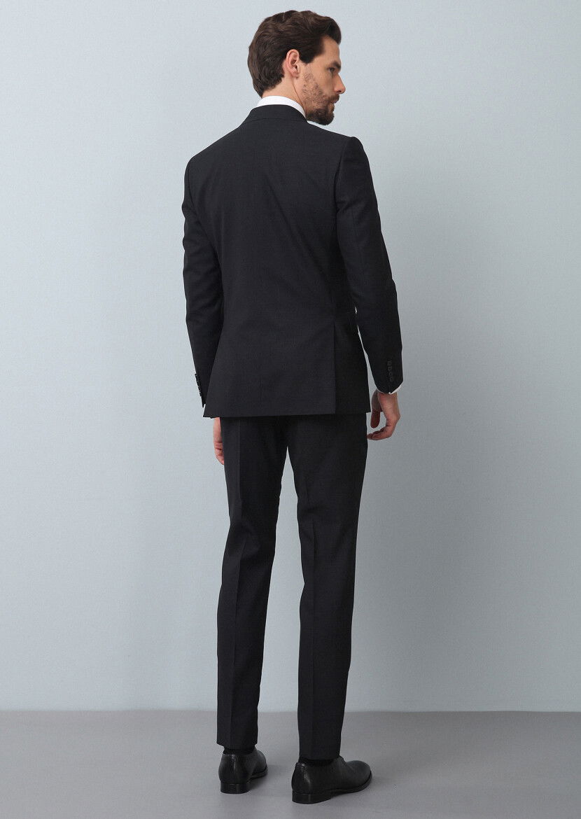Antrasit Mikro Thin&taller Slim Fit %100 Yün Takım Elbise - 5