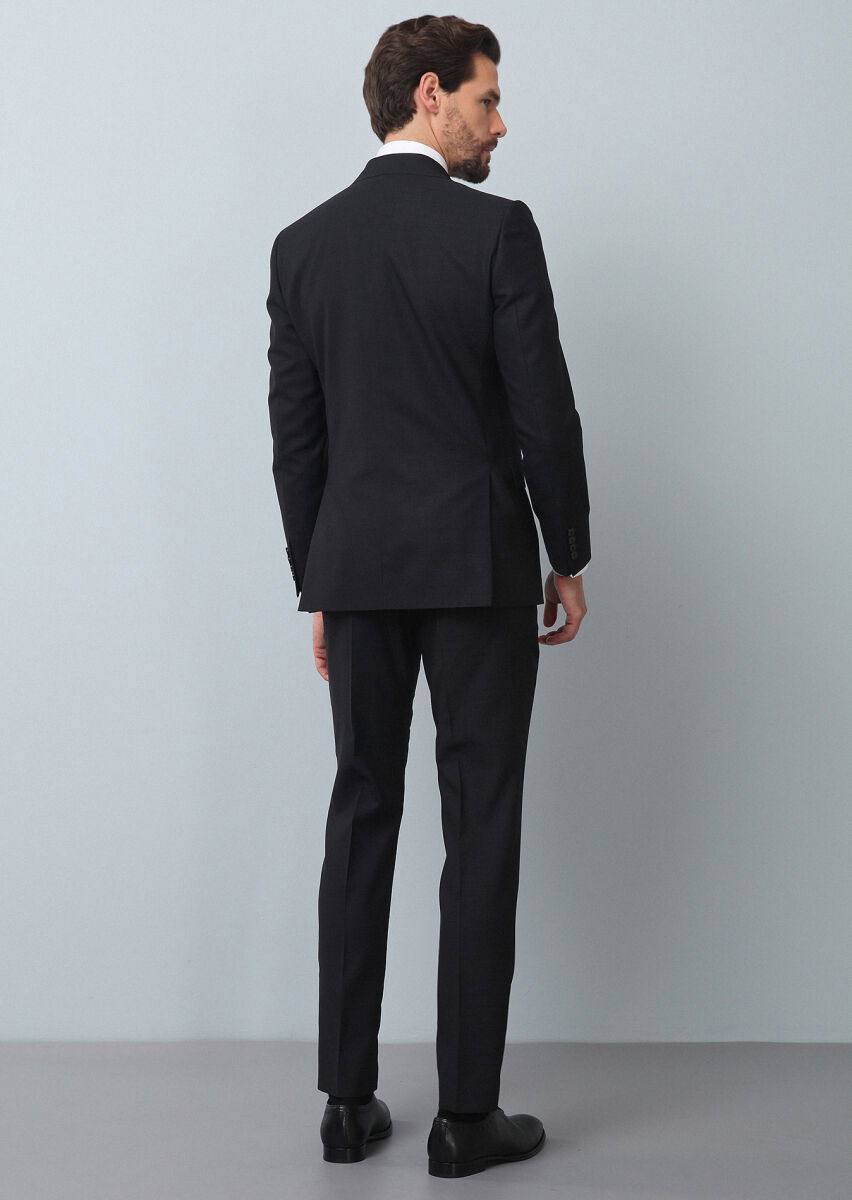 Antrasit Mikro Thin&taller Slim Fit %100 Yün Takım Elbise - 5