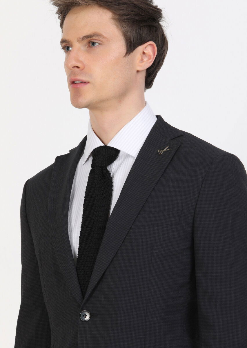 Antrasit Mikro Zeroweight Slim Fit İpek Karışımlı Takım Elbise - 2