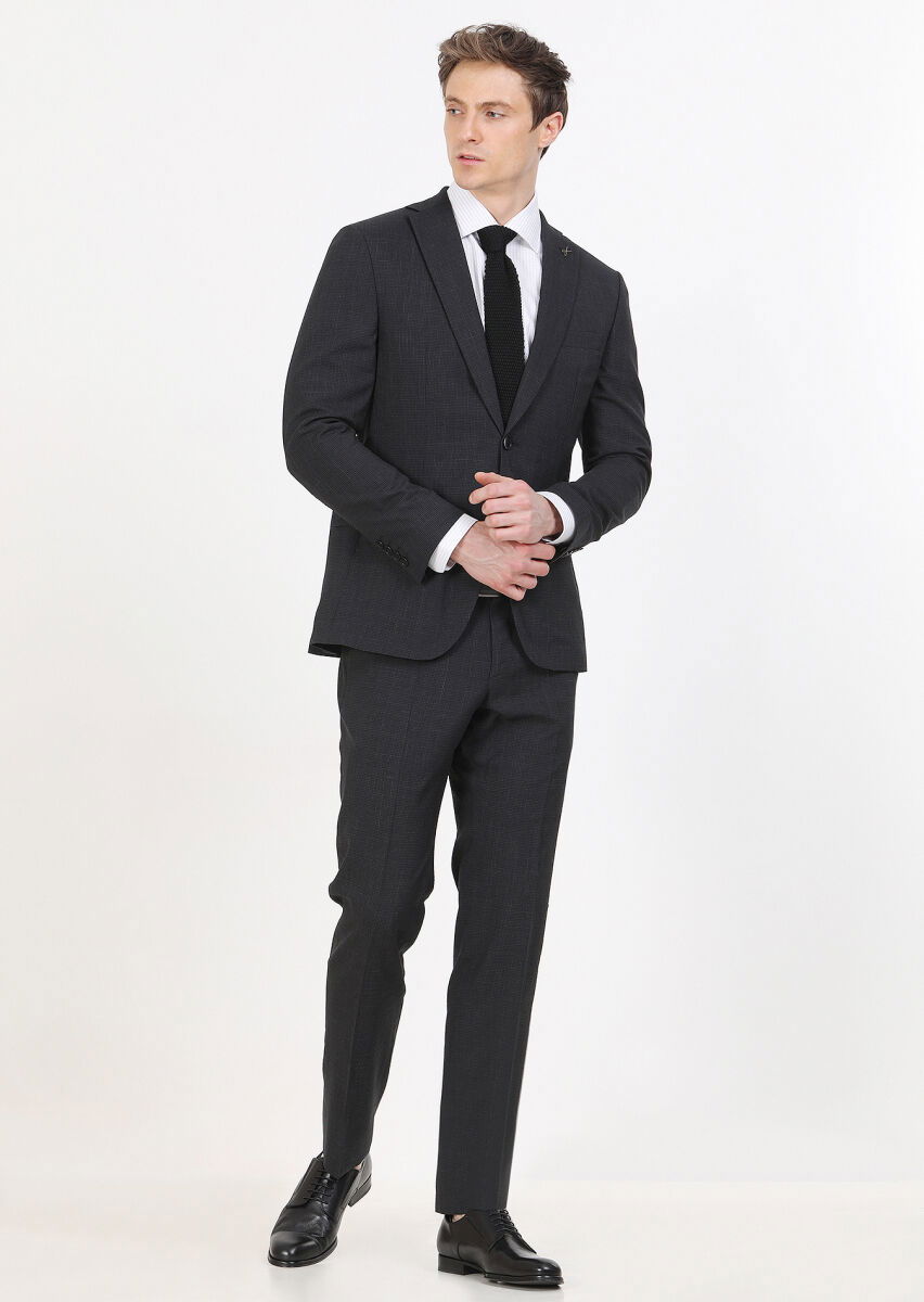 Antrasit Mikro Zeroweight Slim Fit İpek Karışımlı Takım Elbise - 3
