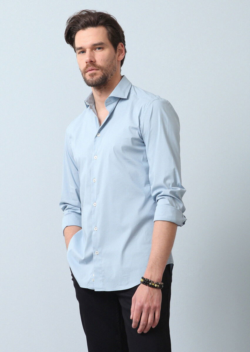 Aqua Düz Regular Fit Dokuma Casual Pamuk Karışımlı Gömlek - 3