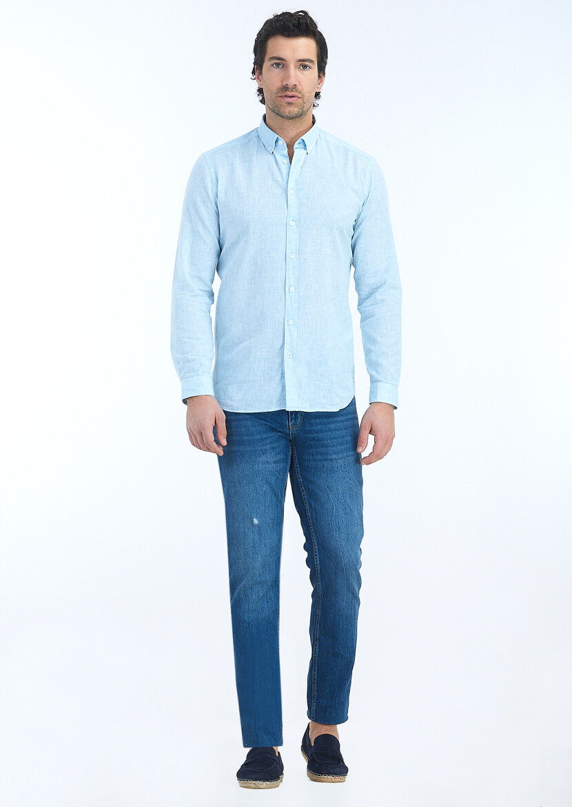 Aqua Mikro Regular Fit Dokuma Casual Pamuk Karışımlı Gömlek - 1