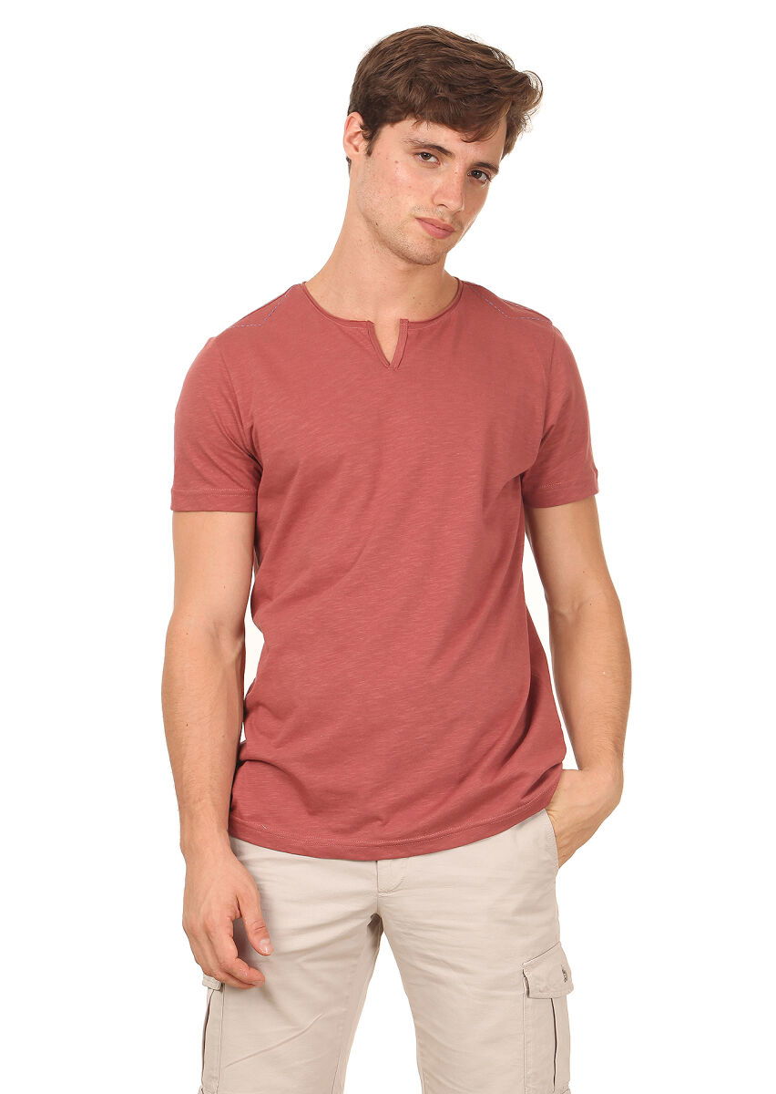 Bakır Düz %100 Pamuk T-Shirt - 1