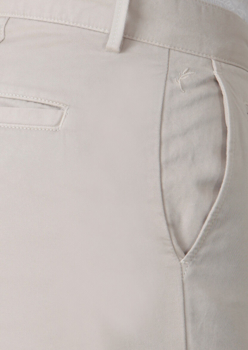 Bej Düz Dokuma Regular Fit Casual Pamuk Karışımlı Pantolon - 3