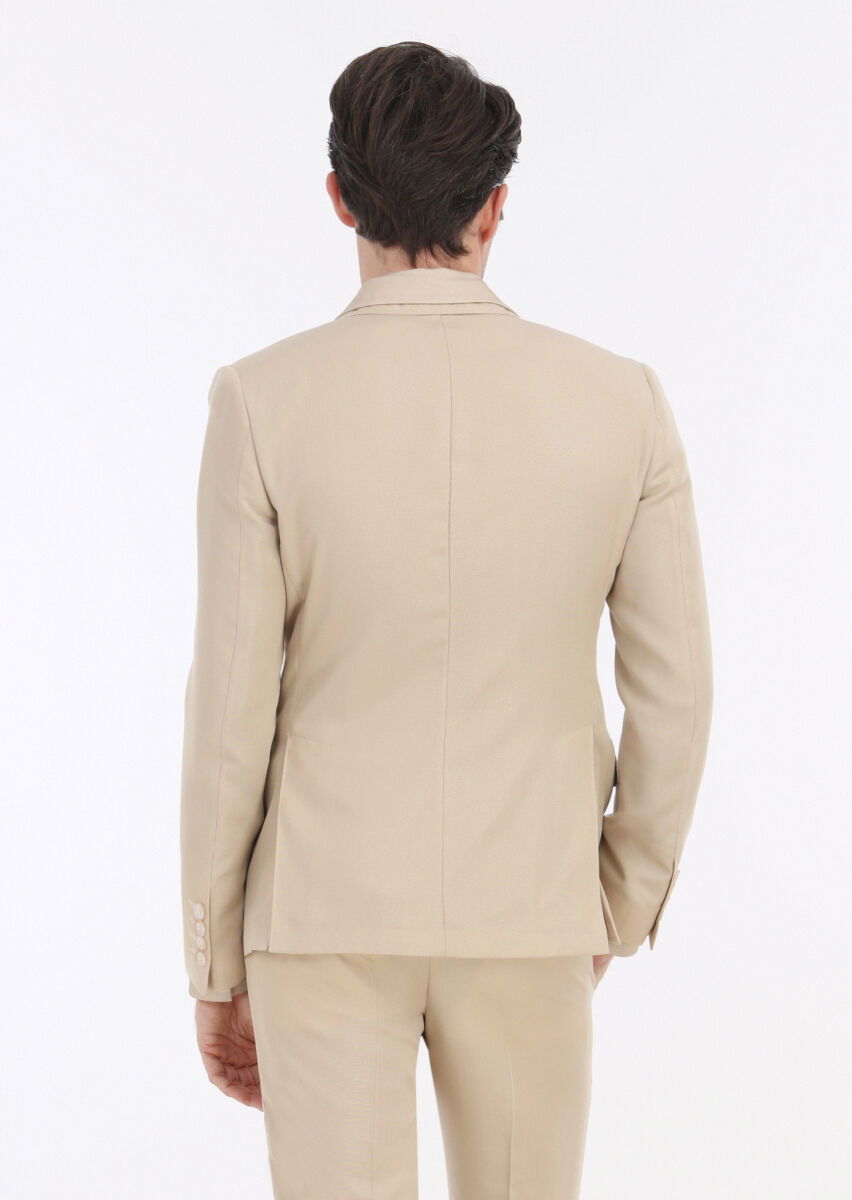 Bej Düz Zeroweight Slim Fit Takım Elbise - 6