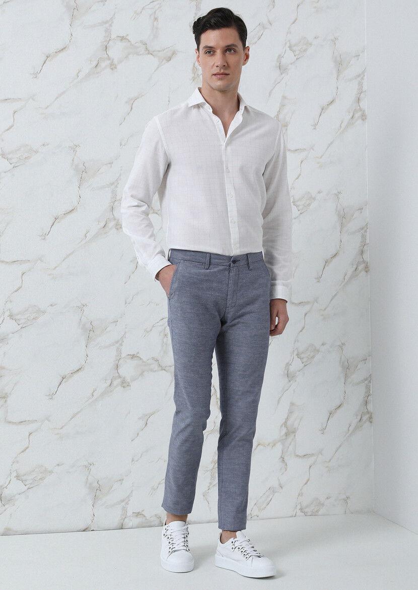 Bej Kareli Regular Fit Dokuma Casual %100 Pamuk Gömlek - 4