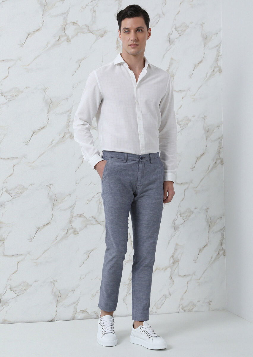 Bej Kareli Regular Fit Dokuma Casual %100 Pamuk Gömlek - 4