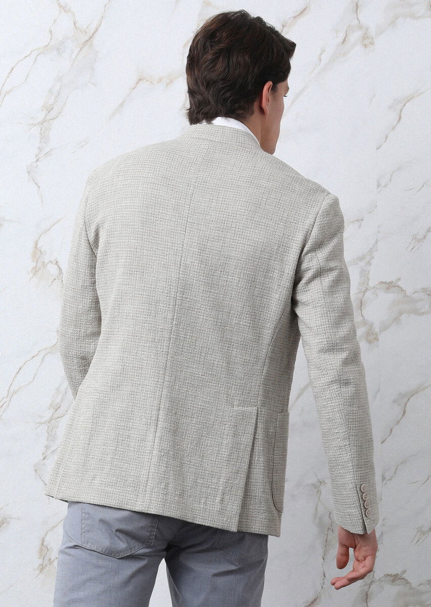 Bej Mikro Shirt Shoulder Slim Fit Pamuk Karışımlı Ceket - 7