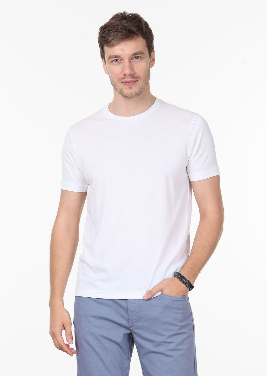 Beyaz %100 Pamuk T-Shirt - 1